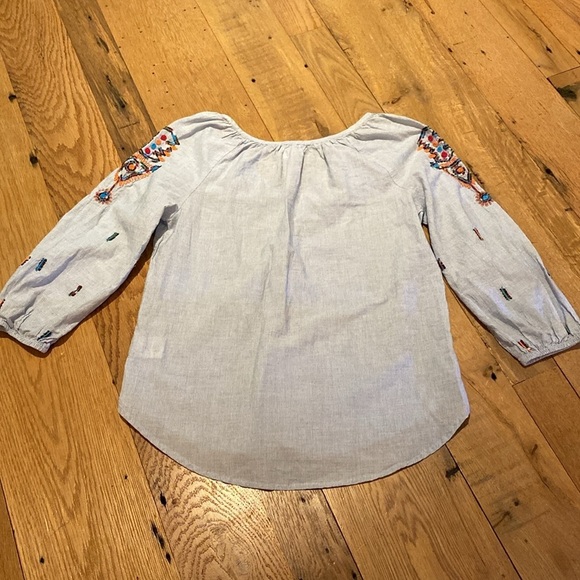 Anthropologie Velvet Graham & Spencer Beaded Striped Lightweight Peasant Top XS - Picture 11 of 13